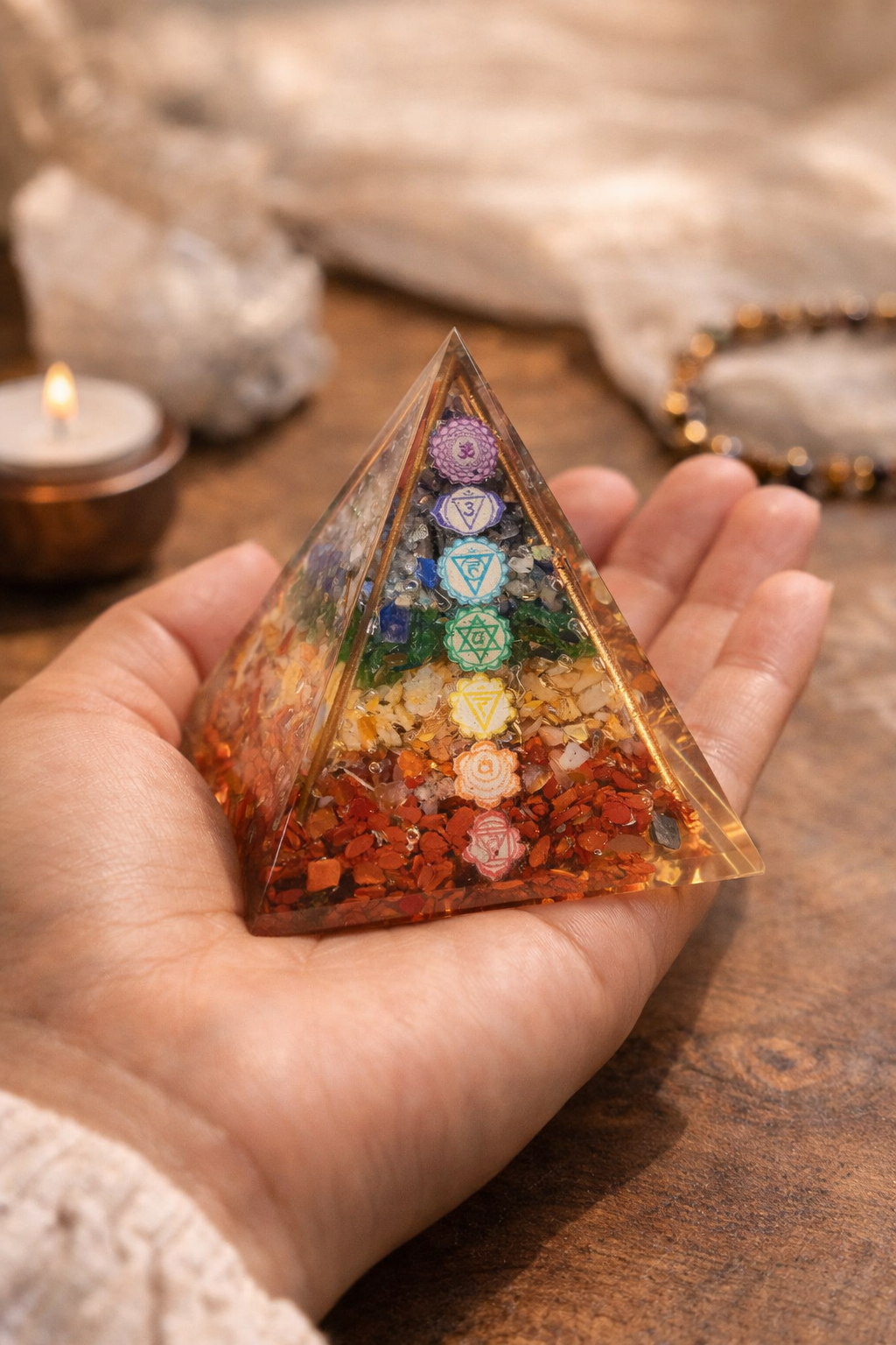 🔺 7 Chakra Orgone Pyramid – Energy Balance & Positive Vibes