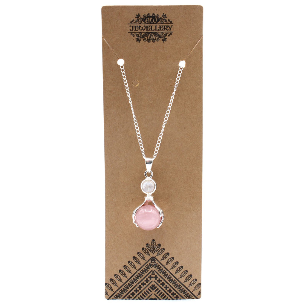 ✨ Rose Quartz & Moonstone Pendant – A Symbol of Calm and Intuition