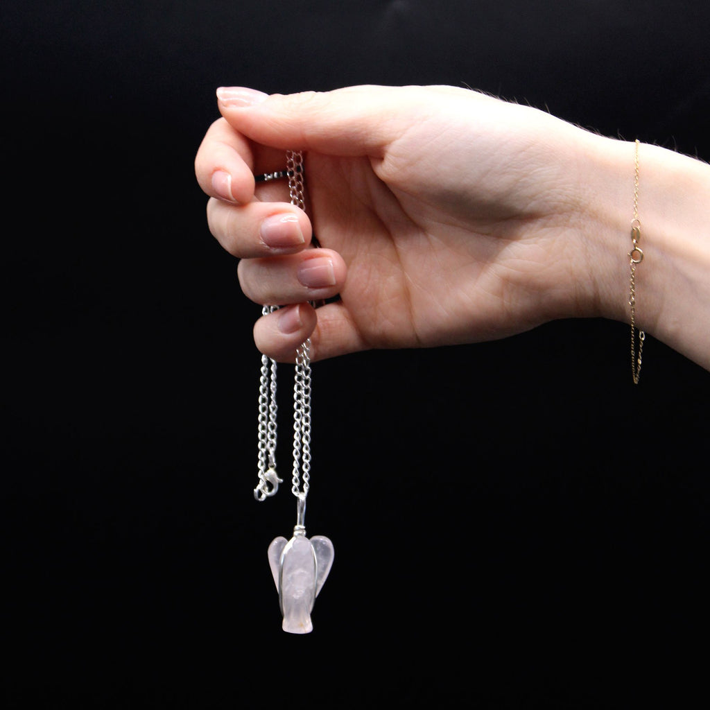💗 Rose Quartz Angel Pendant – Carry Love & Protection