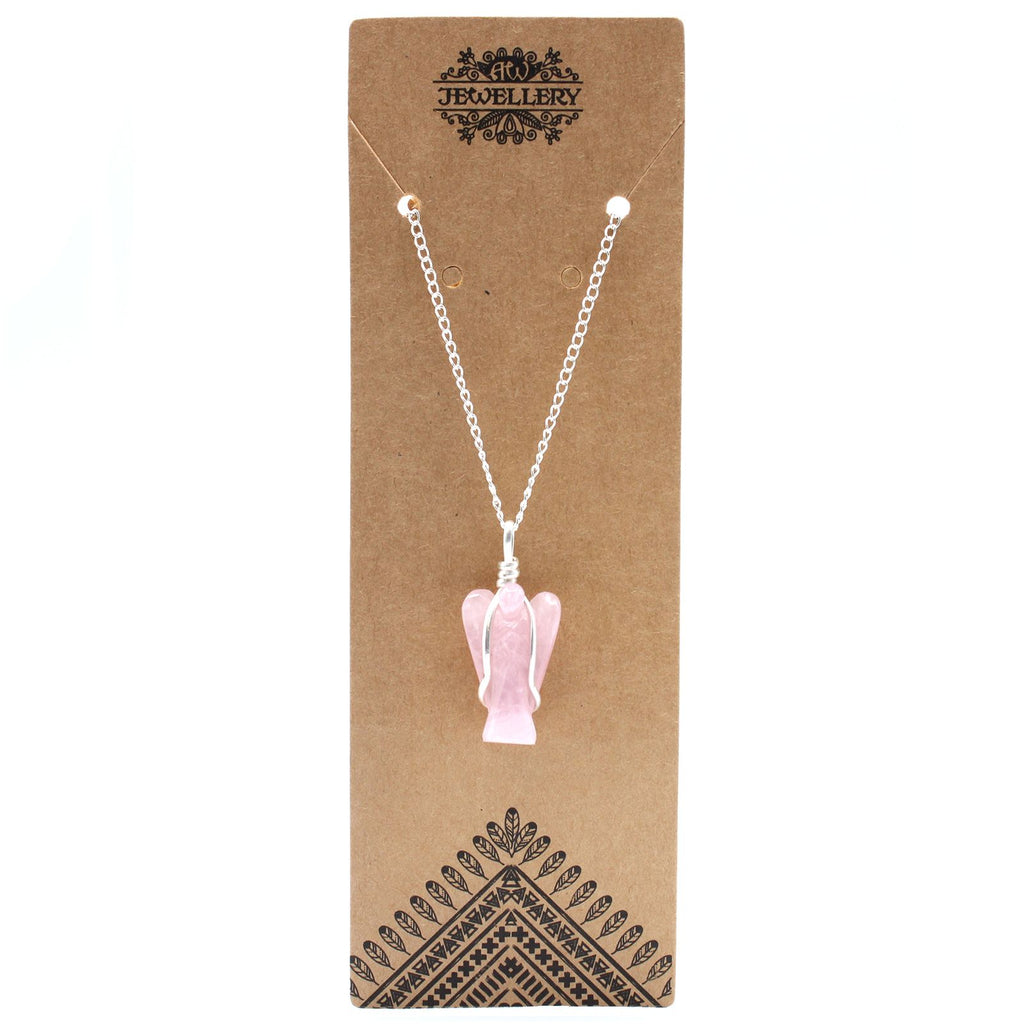 💗 Rose Quartz Angel Pendant – Carry Love & Protection