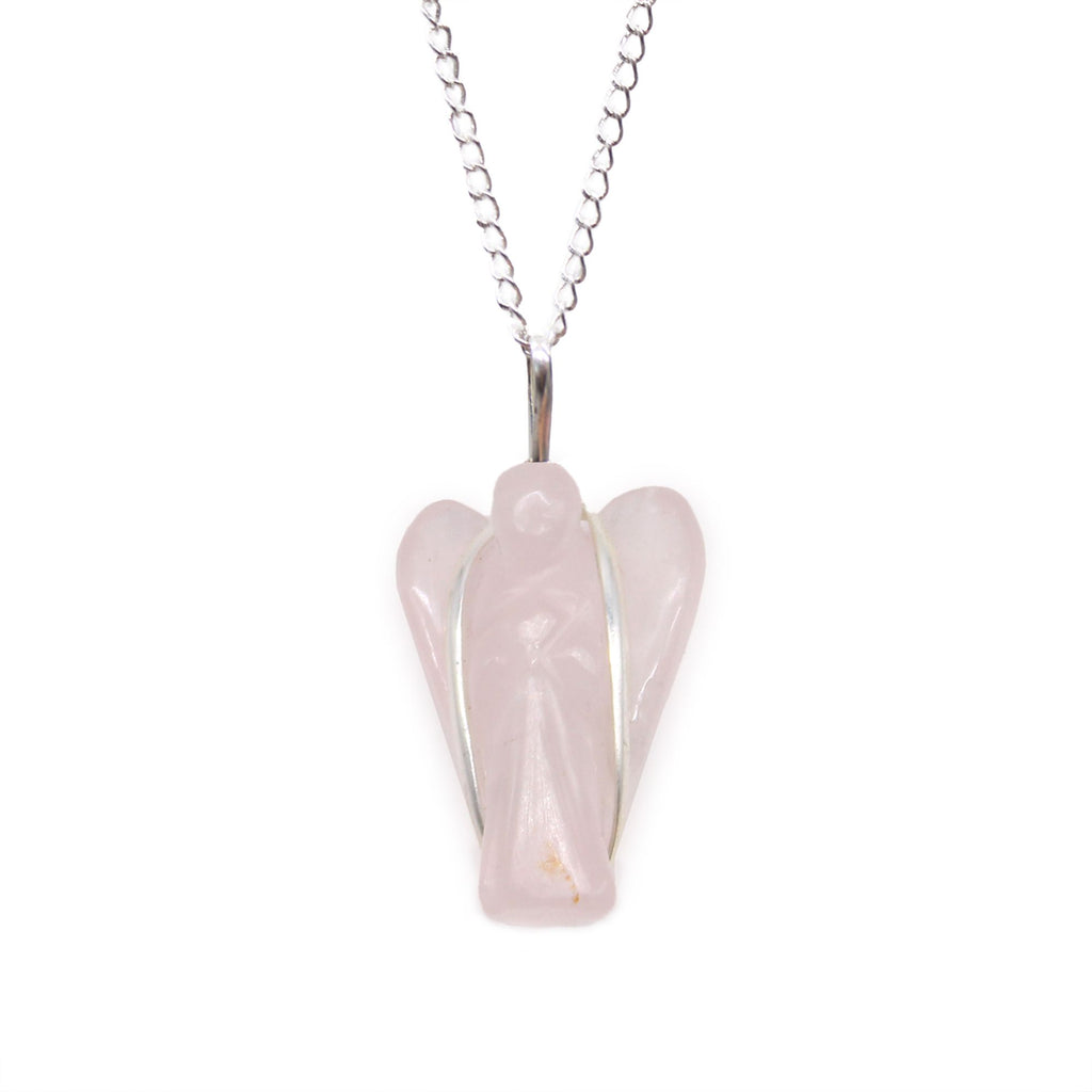 💗 Rose Quartz Angel Pendant – Carry Love & Protection