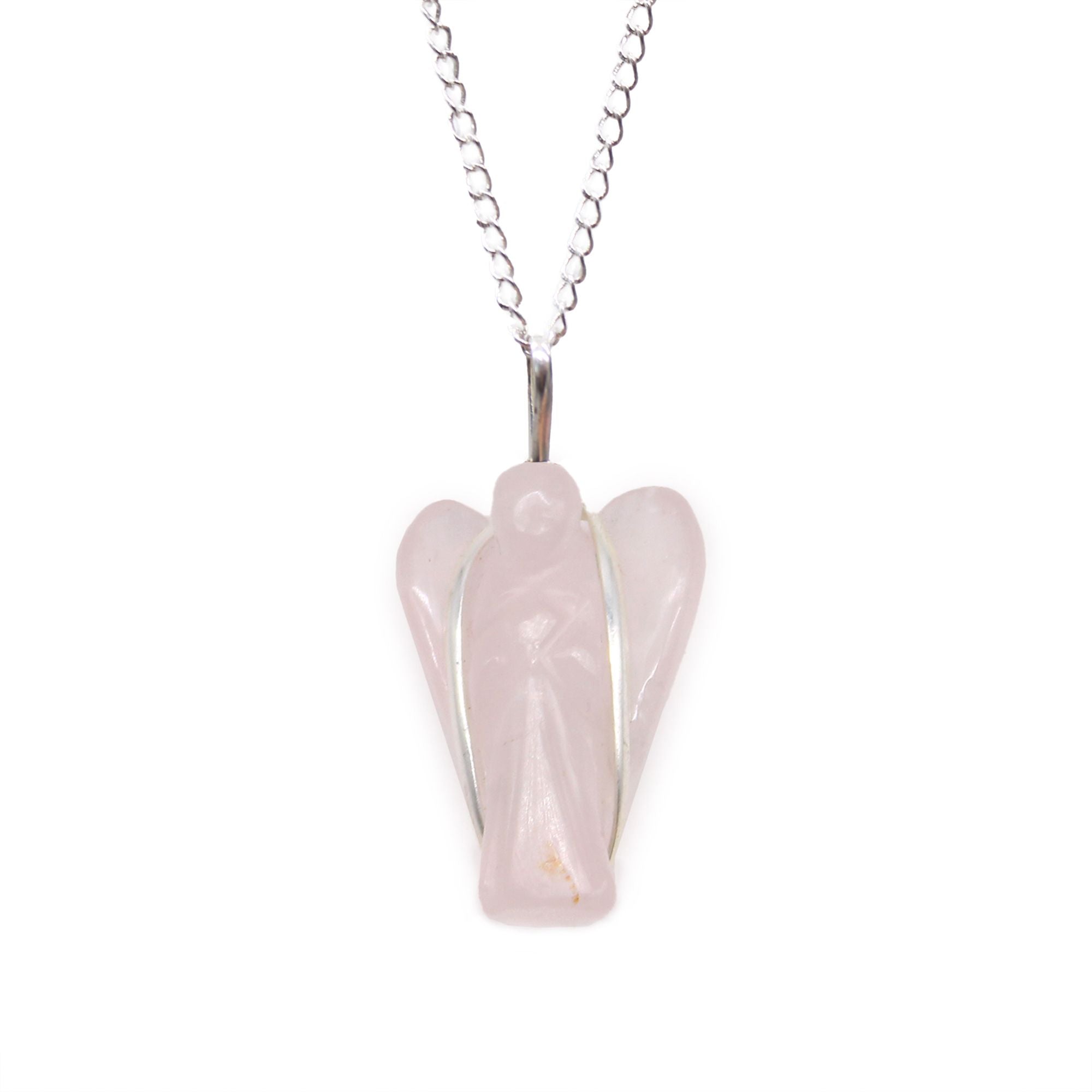 💗 Rose Quartz Angel Pendant – Carry Love & Protection