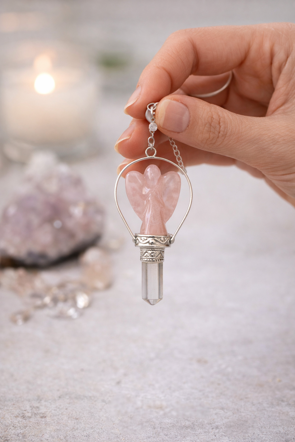 Rose Quartz Angel Pendulum – Find Clarity & Positive Energy