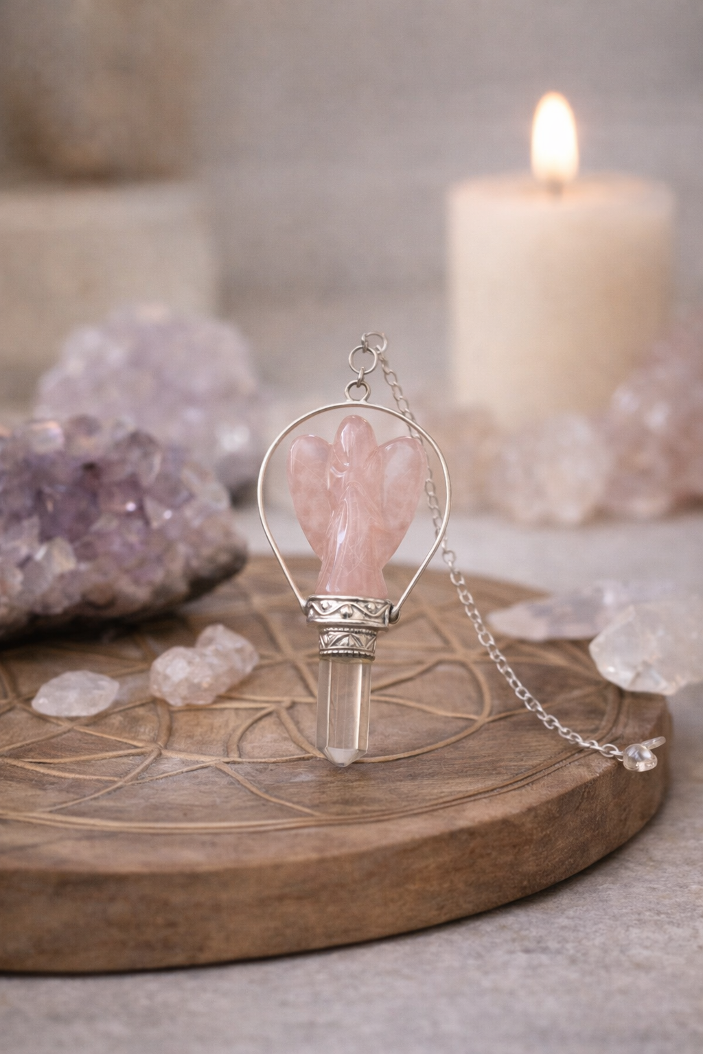 Rose Quartz Angel Pendulum – Find Clarity & Positive Energy